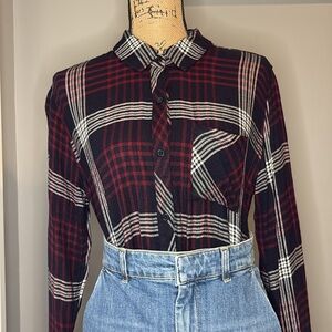 Rails “Hunter” Button Down in Indigo/Merlot Size L